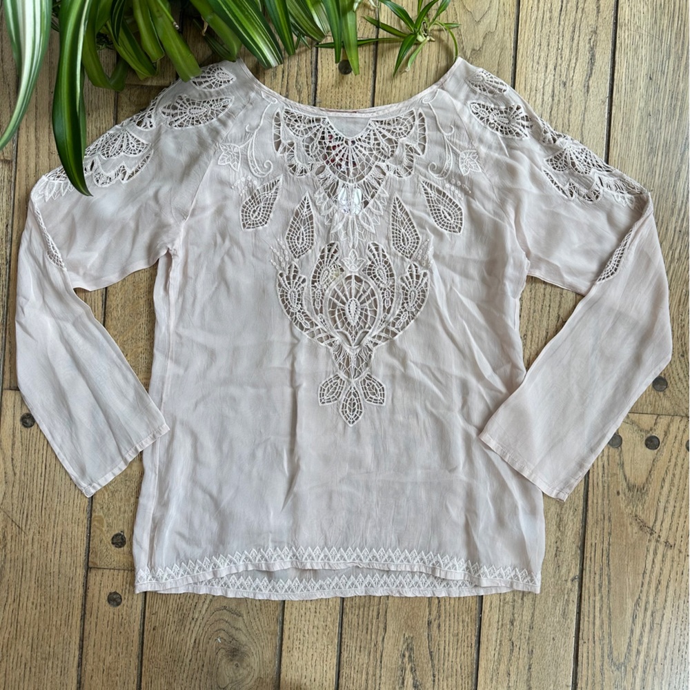 Johnny Was Sheer Lacy Top